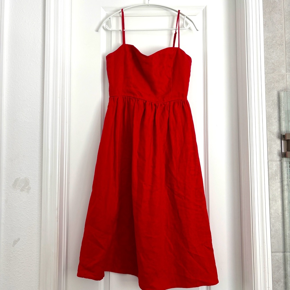 Reformation Red Linen Midi Dress